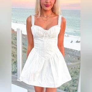 Poplin Corset Flare Mini Dress
